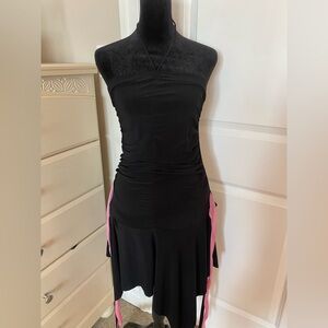 Elegant Black and Pink Halter Dress